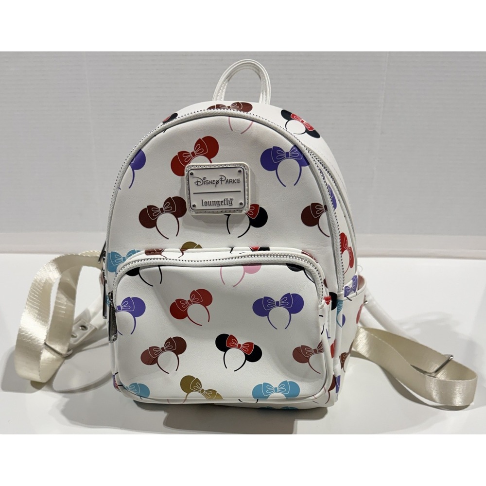 DISNEY PARKS Loungefly Mini Backpack - Minnie Mouse Ears White - Size 10x9